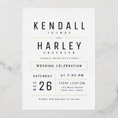 Moderne Chic Simple Typography Photo Wedding Folie Uitnodiging (Voorkant)