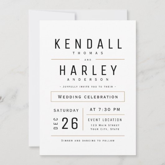 Moderne Chic Simple Typography Photo Wedding Kaart (Voorkant)