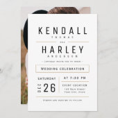 Moderne Chic Simple Typography Photo Wedding Kaart (Voorkant / Achterkant)