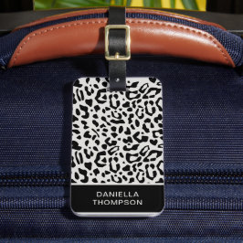 Moderne Chic Sneeuwluipaard Print Patroon Reizen Bagagelabel