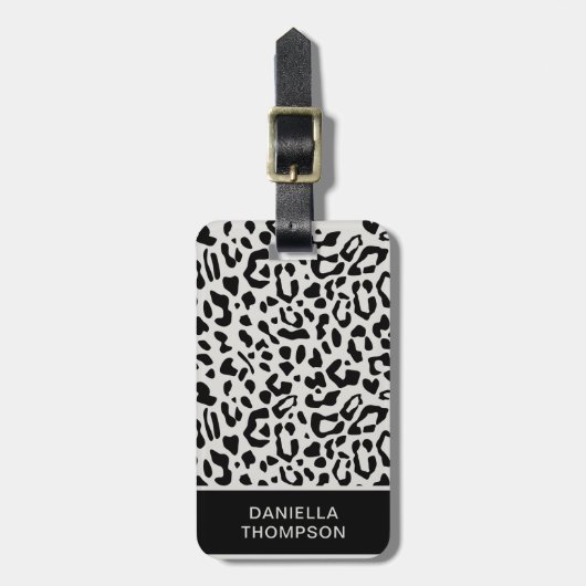 Moderne Chic Snow Leopard Print Pattern-reis Bagagelabel (Voorkant verticaal)