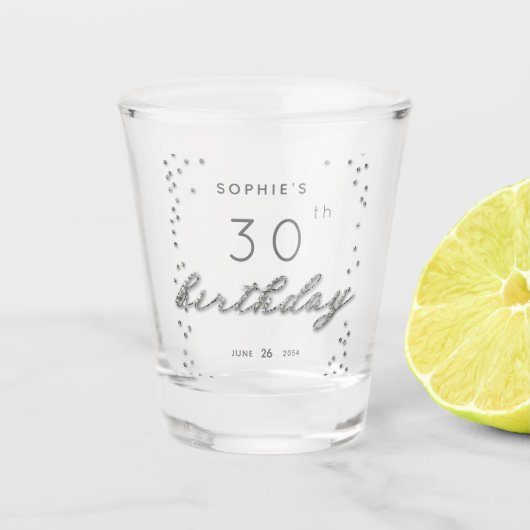 Moderne Chic Sparkle Glitter Birthday Year Shot Glas (Voorkant)