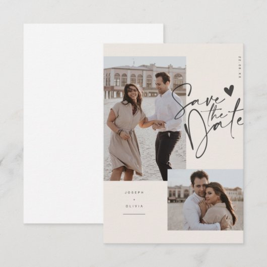 Moderne Chic Statement Save The Date Foto Kaart (Voorkant / Achterkant)