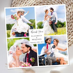Moderne Chic Stijlvolle Custom Photo Collage Weddi Bedankkaart