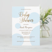 Moderne Chic Stippen Goud Blauwe Baby Shower Kaart (Staand voorkant)