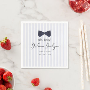 Moderne Chic Stofblauw O, Jongen Boog Baby Shower Servet