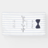 Moderne Chic Stofblauw Oh Boy Boog Welkom Spandoek (Horizontaal)
