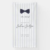 Moderne Chic Stofblauw Oh Boy Boog Welkom Spandoek (Verticaal)