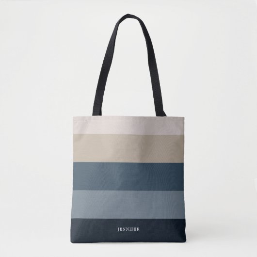 Moderne Chic Strepen met Monogram Tote Bag (Voorkant)