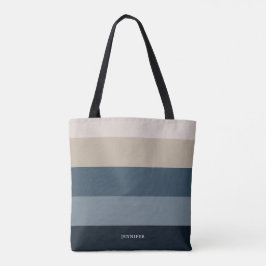 Moderne chic strepen met monogram tote bag