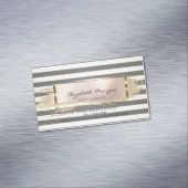 Moderne Chic Striped, Brush Stroke, Gold Lijst Magnetisch Visitekaartje (Voorbeeld)