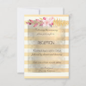 Moderne Chic Striped Flowers Reception Kaart (Voorkant)