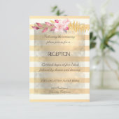 Moderne Chic Striped Flowers Reception Kaart (Staand voorkant)