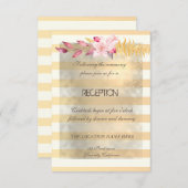Moderne Chic Striped Flowers Reception Kaart (Voorkant / Achterkant)