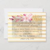 Moderne Chic Striped Flowers Rehearsal Dinner Kaart (Voorkant)