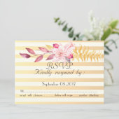 Moderne Chic Striped Flowers RSVP Kaart (Staand voorkant)