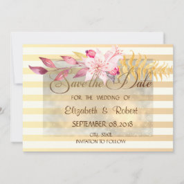 Moderne Chic Striped Flowers slaan de datum op Save The Date