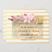 Moderne Chic Striped Flowers slaan de datum op Save The Date (Voorkant / Achterkant)