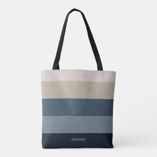 Moderne Chic Stripes met Monogram Tote Bag (Achterkant)