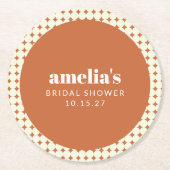 Moderne Chic Terracotta Stippen Bruidsdouche Custo Ronde Kartonnen Onderzetter (Voorkant)