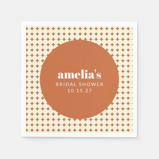 Moderne Chic Terracotta Stippen Bruiloft Uitnodigi Servet (Voorkant)