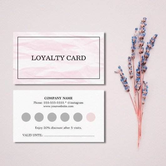 Moderne Chic Texture Light Pink Grey Loyalty Kaart