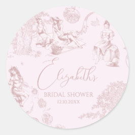 Moderne Chic Toile de Jouy Picknick Bruidsdiner  Ronde Sticker