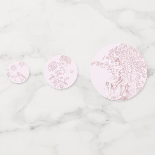 Moderne Chic Toile de Jouy Picknick Bruidsdouche Confetti (Achterkanten)