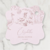 Moderne Chic Toile de Jouy Picknick Bruidsmeisje Bedankjes Labels (Achterkant)