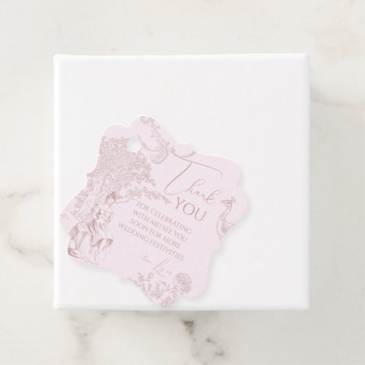 Moderne Chic Toile de Jouy Picknick Bruidsmeisje Bedankjes Labels (In situ)