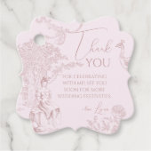 Moderne Chic Toile de Jouy Picknick Bruidsmeisje Bedankjes Labels (Voorkant)