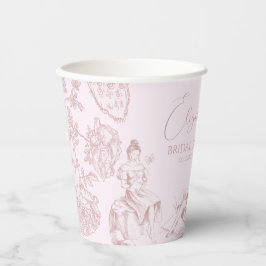 Moderne Chic Toile de Jouy Picknick Bruiloft  Papieren Bekers