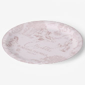 Moderne Chic Toile de Jouy Picknick Bruiloft Papieren Bordje (Gekanteld)