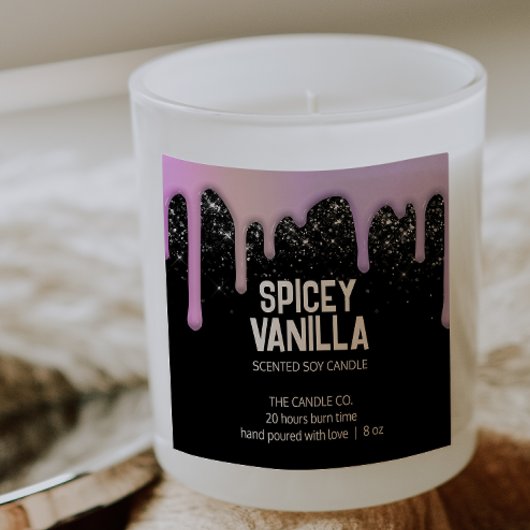 Moderne chic Trendy roze Paarse driften kaarseneti Vierkante Sticker