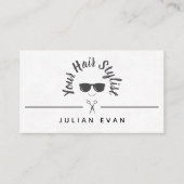 Moderne Chic Trendy Zwart & Wit Icon Hair Stylist Visitekaartje (Voorkant)