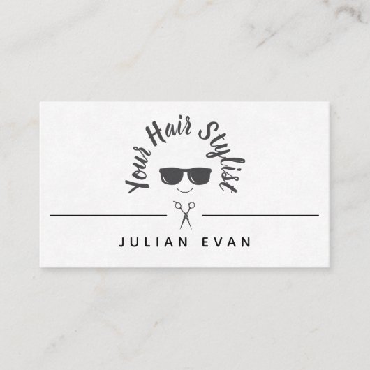 Moderne Chic Trendy Zwart & Wit Icon Hair Stylist Visitekaartje (Voorkant)