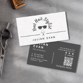 Moderne Chic Trendy Zwart & Wit Icon Hair Stylist Visitekaartje