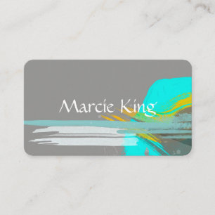 moderne chic turquoise - abstracte kunst op grijs visitekaartje