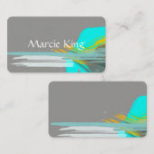 moderne chic turquoise - abstracte kunst op grijs  visitekaartje (Voorkant / Achterkant)