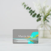 moderne chic turquoise - abstracte kunst op grijs  visitekaartje (Staand voorkant)