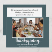 Moderne chic turquoise Familie Maaltijd met dank Feestdagenkaart (Voorkant / Achterkant)