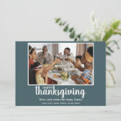 Moderne chic turquoise Familie Maaltijd met dank Feestdagenkaart (Staand voorkant)