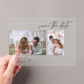 Moderne Chic Two-foto Bewaar de datum Acryl Uitnodigingen (Insitu (Draagbaar))