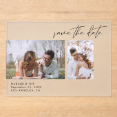 Moderne Chic Two-foto Bewaar de datum Acryl Uitnodigingen (Voorkant)