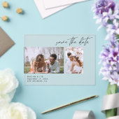 Moderne Chic Two-foto Bewaar de datum Acryl Uitnodigingen (Insitu (Huwelijk))