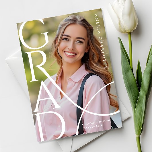Moderne Chic Typografie Afstudeerfoto Aankondiging