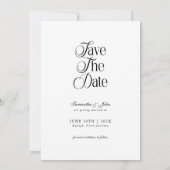 Moderne Chic Typografie Zwart en Wit Foto Save The Date (Achterkant)