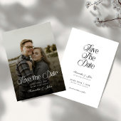 Moderne Chic Typografie Zwart en Wit Foto Save The Date