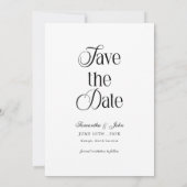 Moderne Chic Typografie Zwart en Wit Foto Save The Date (Achterkant)