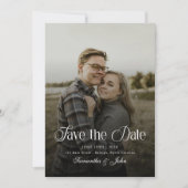 Moderne Chic Typografie Zwart en Wit Foto Save The Date (Voorkant)